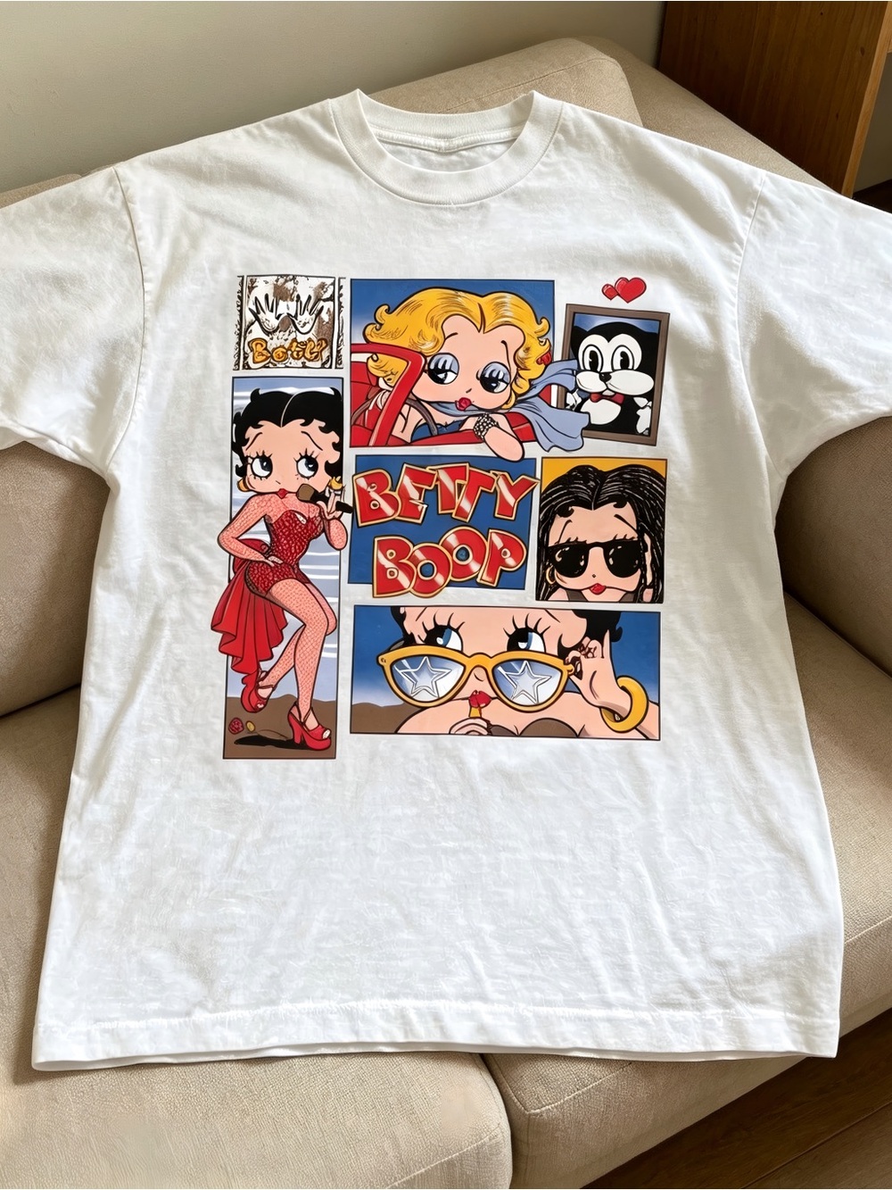 White Betty Boop funny Women Men T-shirt unisex